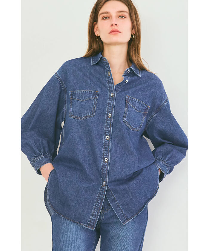 セール☆3990円→2990円 デニムビッグシャツ レディース メール便不可