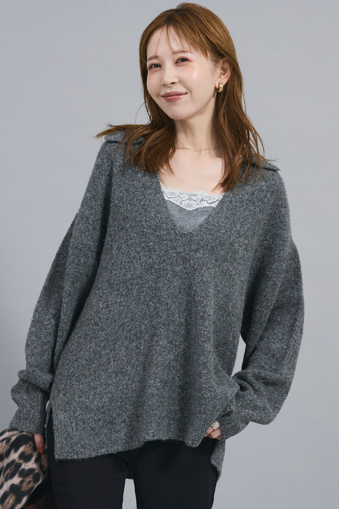トップス kuu 10月中旬販売予定】FOXライクスキッパーニットトップス レディース