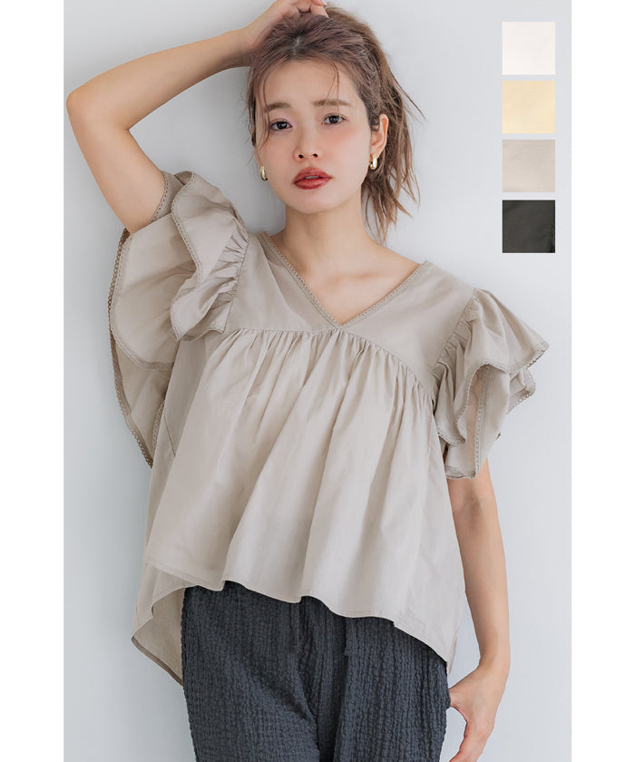 Vネック袖フリルブラウス レディース メール便不可 – coca公式ストア