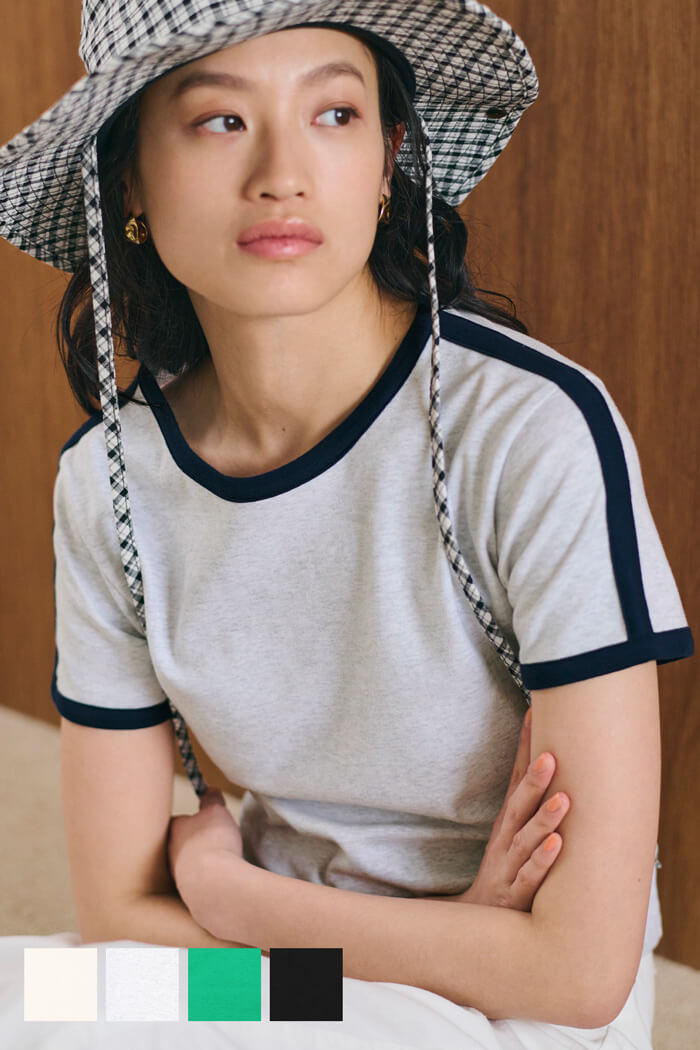 セール☆1290円→550円 スムースコンパクトリンガーTシャツ レディース