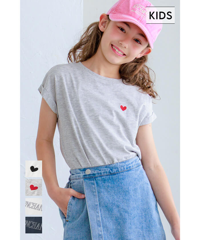 セール☆790円→590円 親子お揃いフレンチスリーブロゴTシャツ キッズ