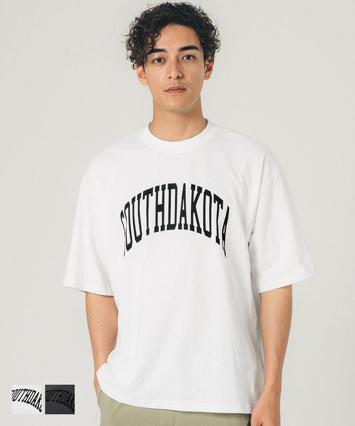 Tシャツ メンズ 半袖 プリント ロゴ カットソー カレッジ ビッグT 英字