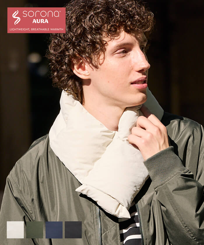 福袋対象☆ SORONA機能中綿ポケッタブルマフラー メンズ メール便不可