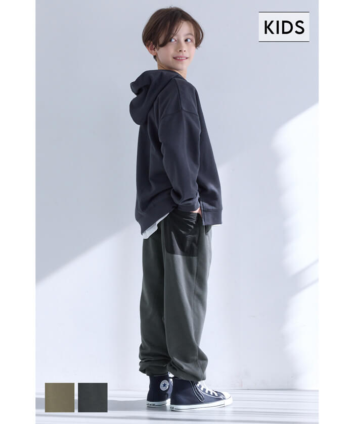 異素材コンビ裏毛ジョガーパンツ キッズ メール便不可 – coca