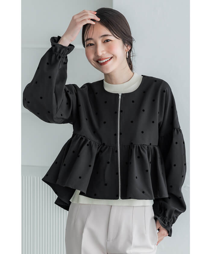 その他 coca セール☆3490円→2990円 フロッキードットフレアジャケット