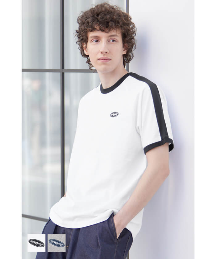セール☆1490円→990円 リンガーラインロゴラグランTシャツ メンズ