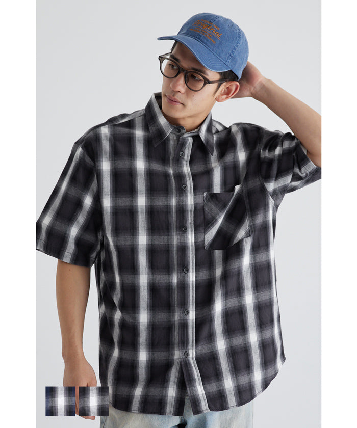セール☆2690円→990円 オンブレーチェックシャツ メンズ メール便不可