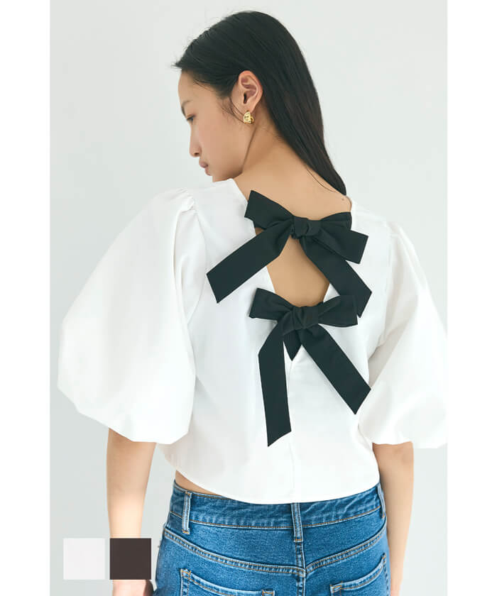 WEB限定セール ☆2490円→990円バックリボンブラウス レディース