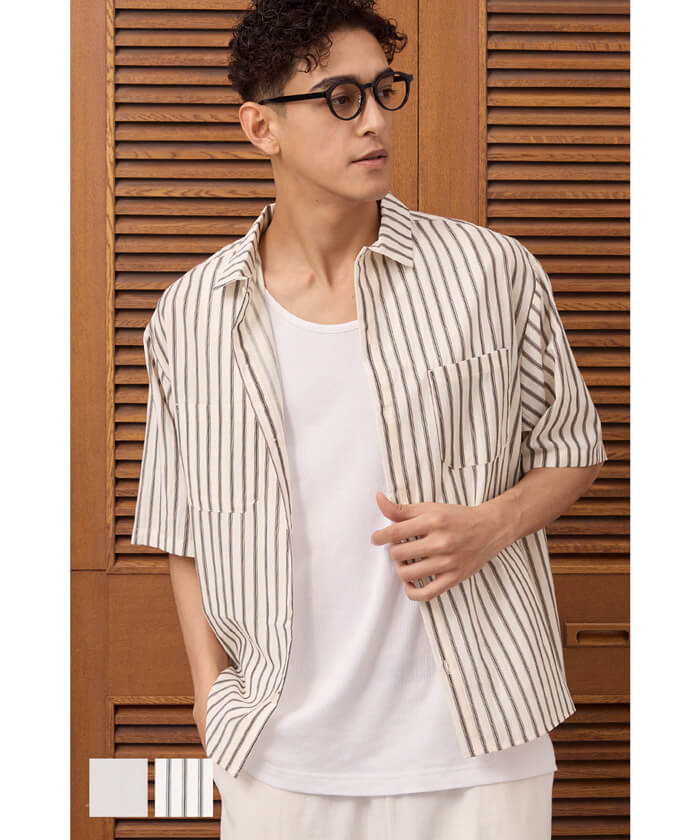 ワッシャーリネンタッチワイド半袖シャツ メンズ メール便不可 – coca