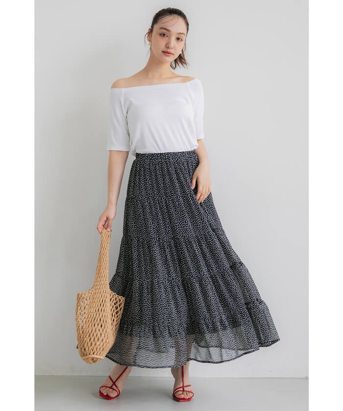 セール☆2990円→990円 シフォンティアードスカート レディース メール