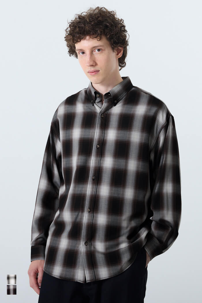 セール☆2490円→1490円TRマドラスチェック長袖シャツ メンズ メール便