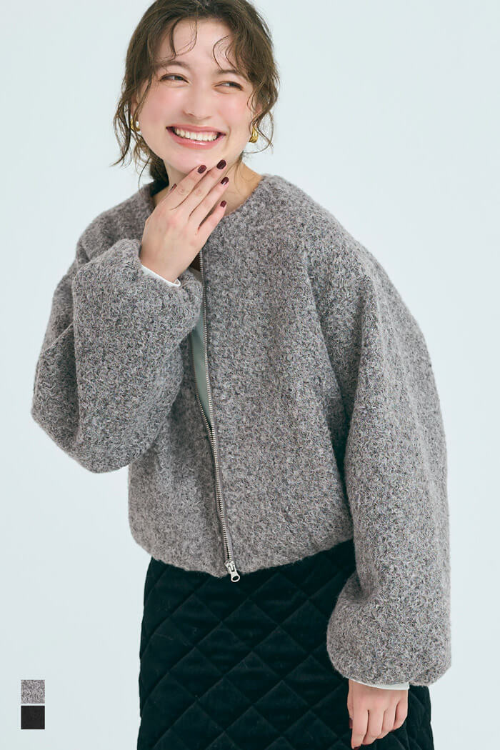 ウォッシャブル カーリーボアブルゾン レディース 送料無料/メール便