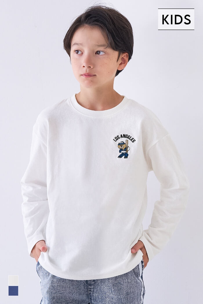 セール☆990円→550円 ワンポイント刺繍長袖Tシャツ キッズ メール便