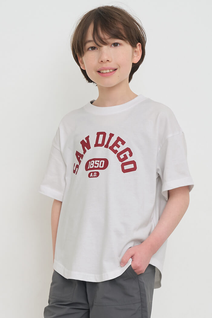 ラウンドテールカットプリント半袖Tシャツ キッズ メール便可 – coca