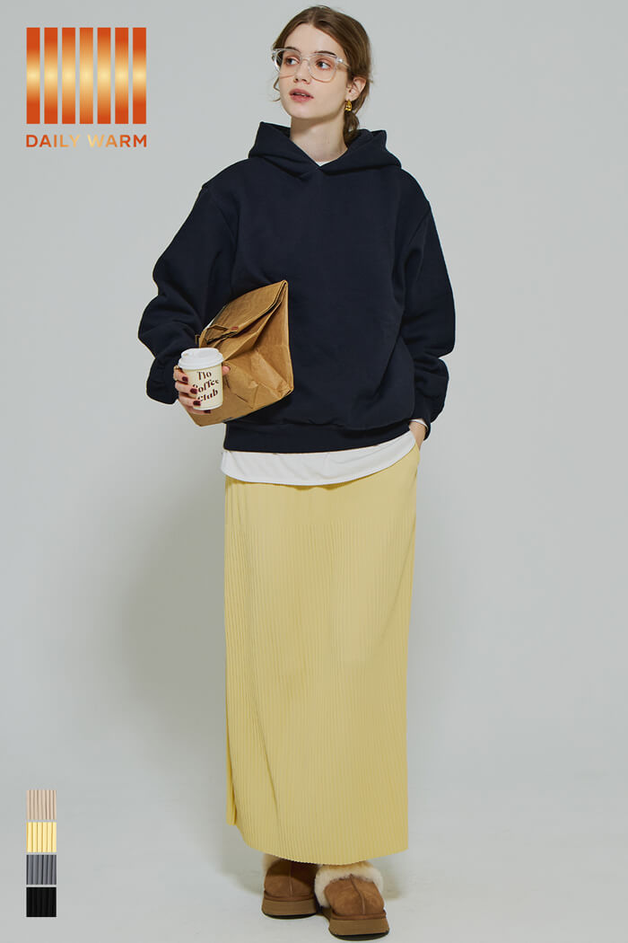 セール☆1990円→1490円 【DAILY WARM】裏起毛ランダムリブロングI