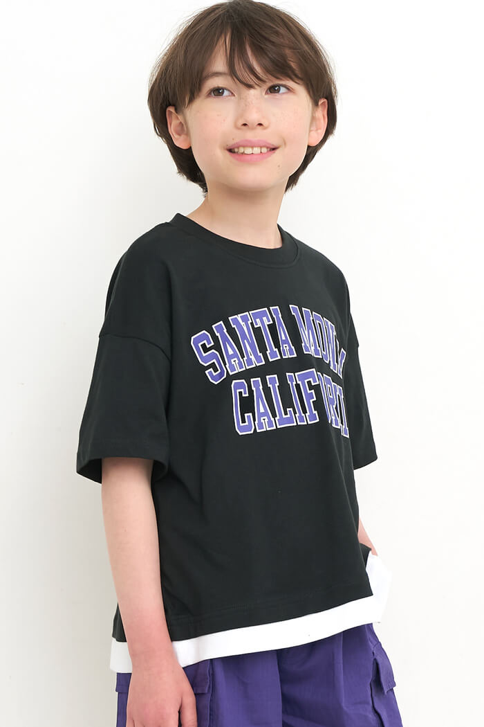 セール ☆890円→690円 レイヤードカレッジTシャツ キッズ メール便可