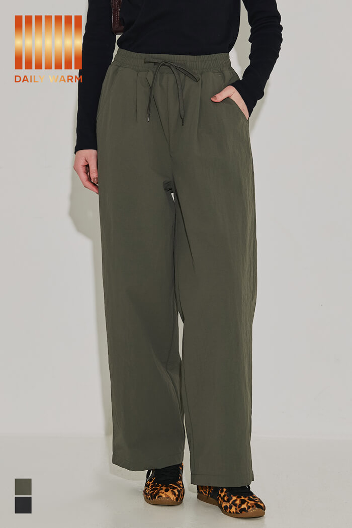 DAILY WARM】ウォッシャブル ナイロン微起毛タックパンツ レディース