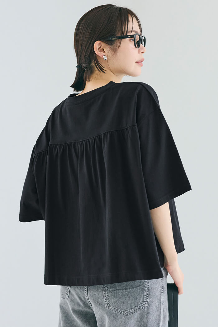 5分袖バックギャザーTシャツ レディース メール便不可 – coca公式ストア