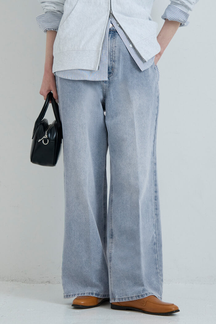 センタープレスストレートデニムパンツ レディース メール便不可