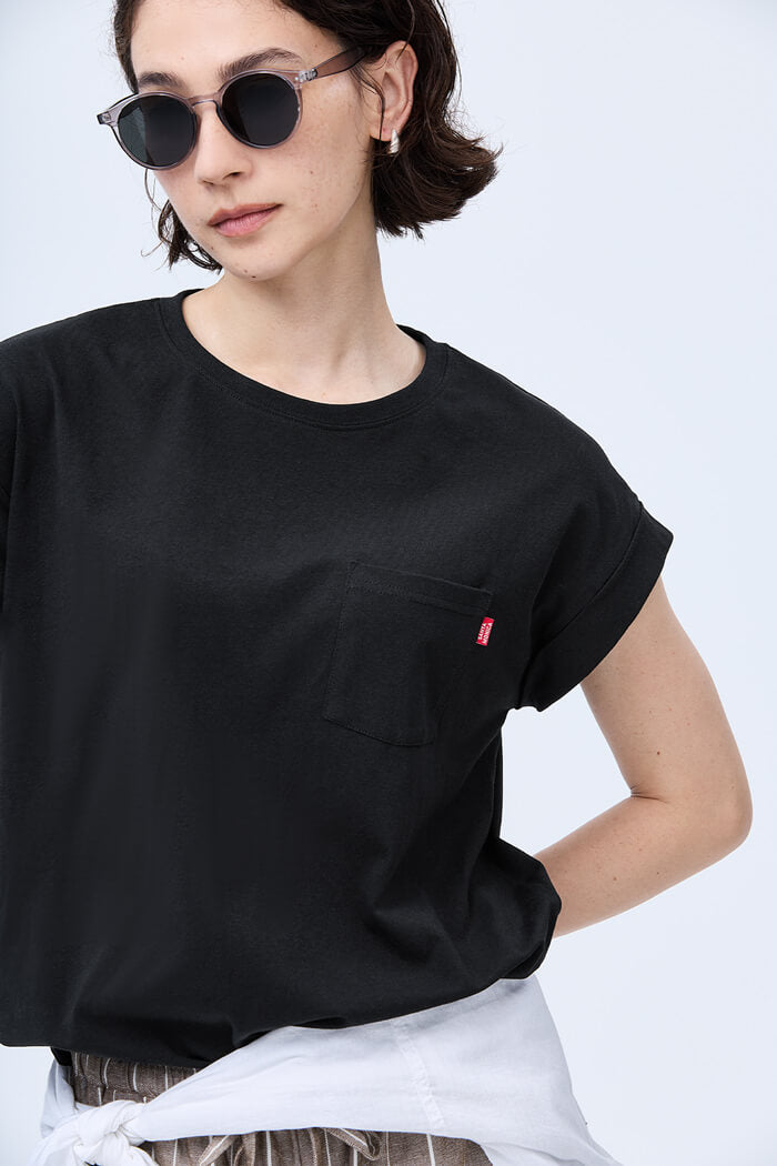 ピスネームロールアップスリーブTシャツ レディース メール便不可