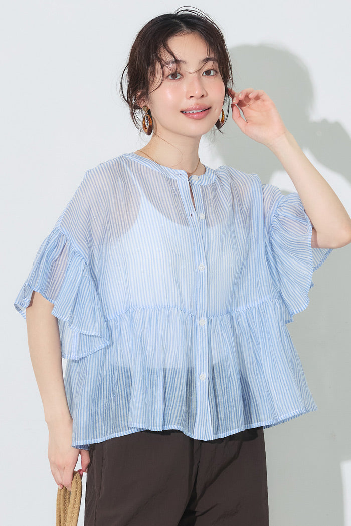 シアーフリルブラウス coca（コカ） ブラウス シャツ 「田中里奈様着用」＼26ss 新色追加