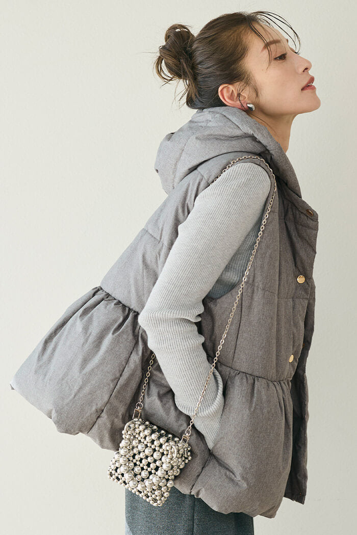 金ボタンペプラム中綿ベスト レディース メール便不可【西山茉希様着用