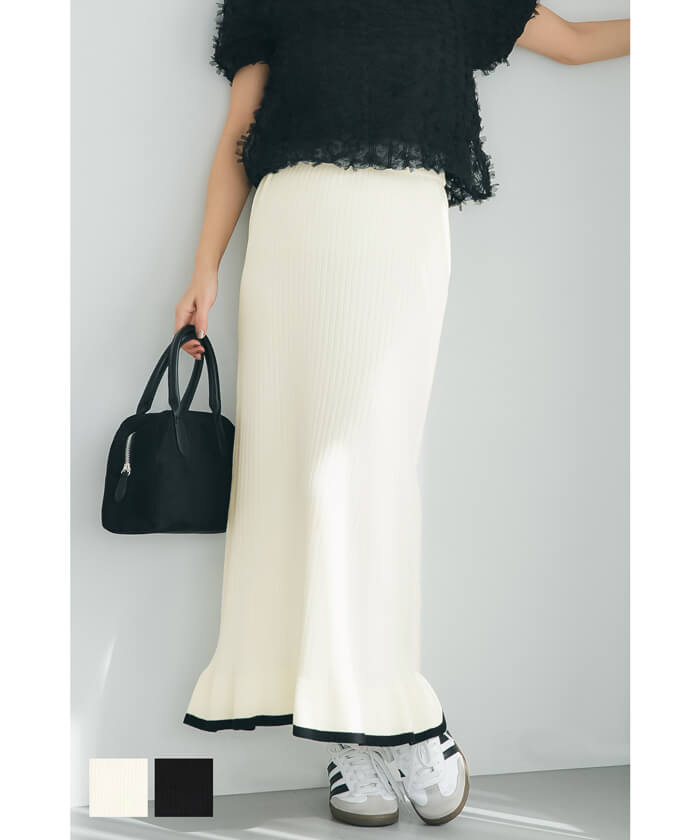 セール☆2690円→550円 裾フリルリブニットスカート レディース メール