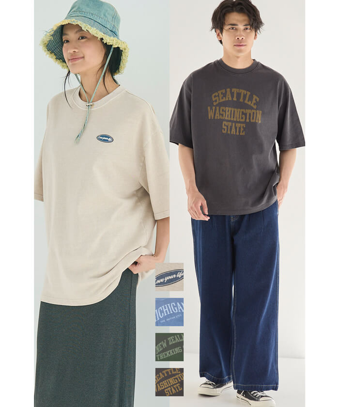 セール☆1490円→990円 ピグメントアソートプリントTシャツ メンズ