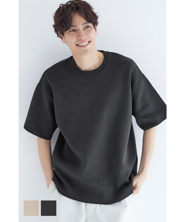新品タグ付き✨ conteコットン ニットTシャツ セール☆2490円→990円 コットンダブルジャカードニットT メンズ