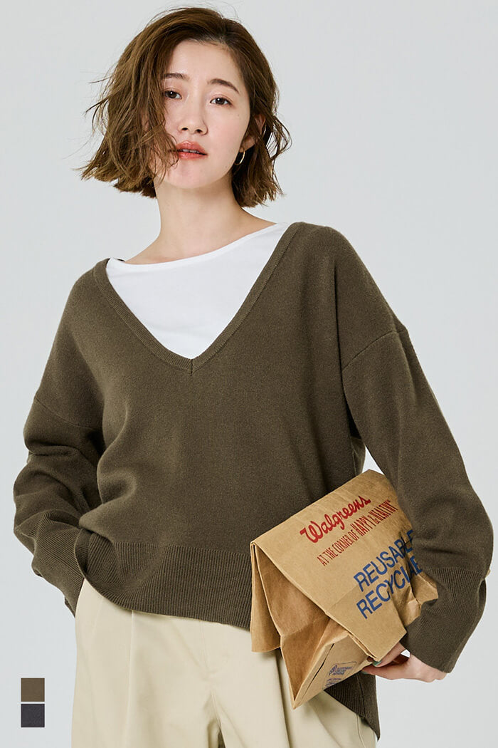 日常品 ディープVネックニットトップス レディース メール便不可 – coca