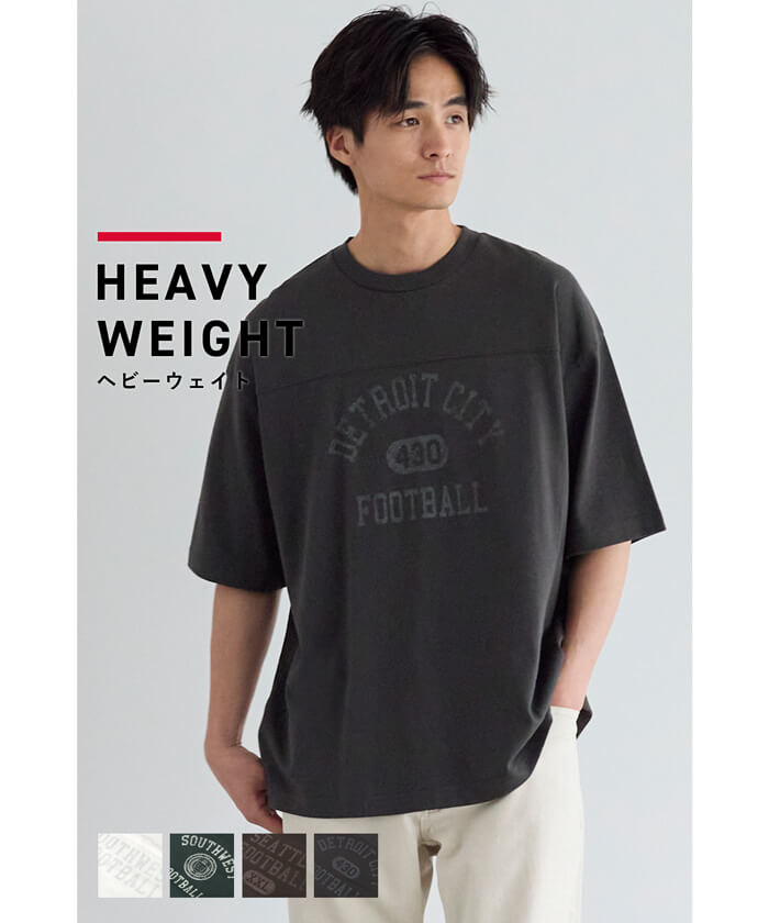 セール☆1690円→1290円ヘビーウェイトプリントフットボールT メンズ