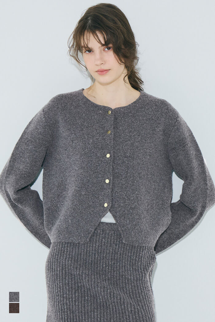 希少☆ DEVOA 厚手　カシミア　ニット　コート カーディガン　水牛釦　グレー 希少☆ DEVOA 厚手 カシミア ニット コート カーディガン 水牛釦