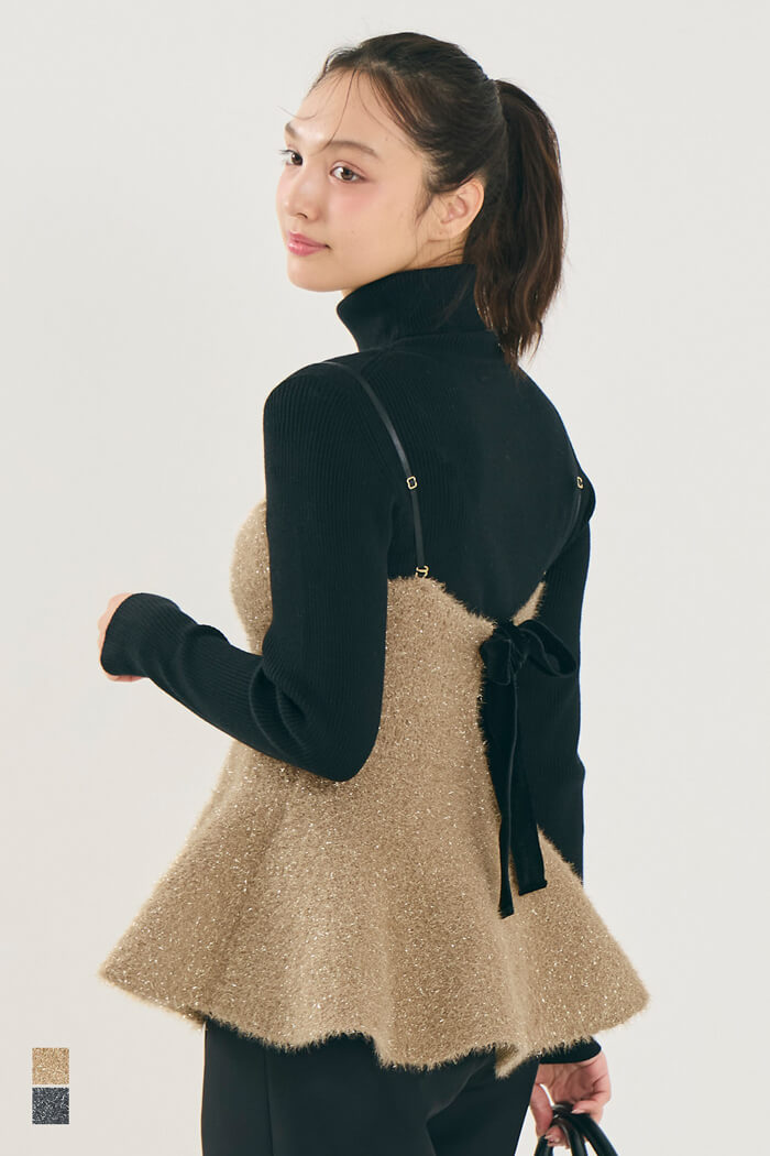 シャギーラメニットリボンビスチェ レディース メール便不可 – coca