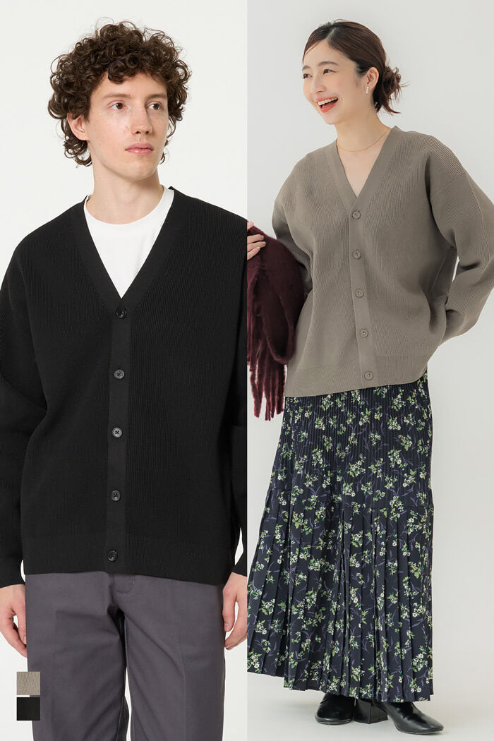 ポリウーリー畦編みカーディガン メンズ レディース メール便不可