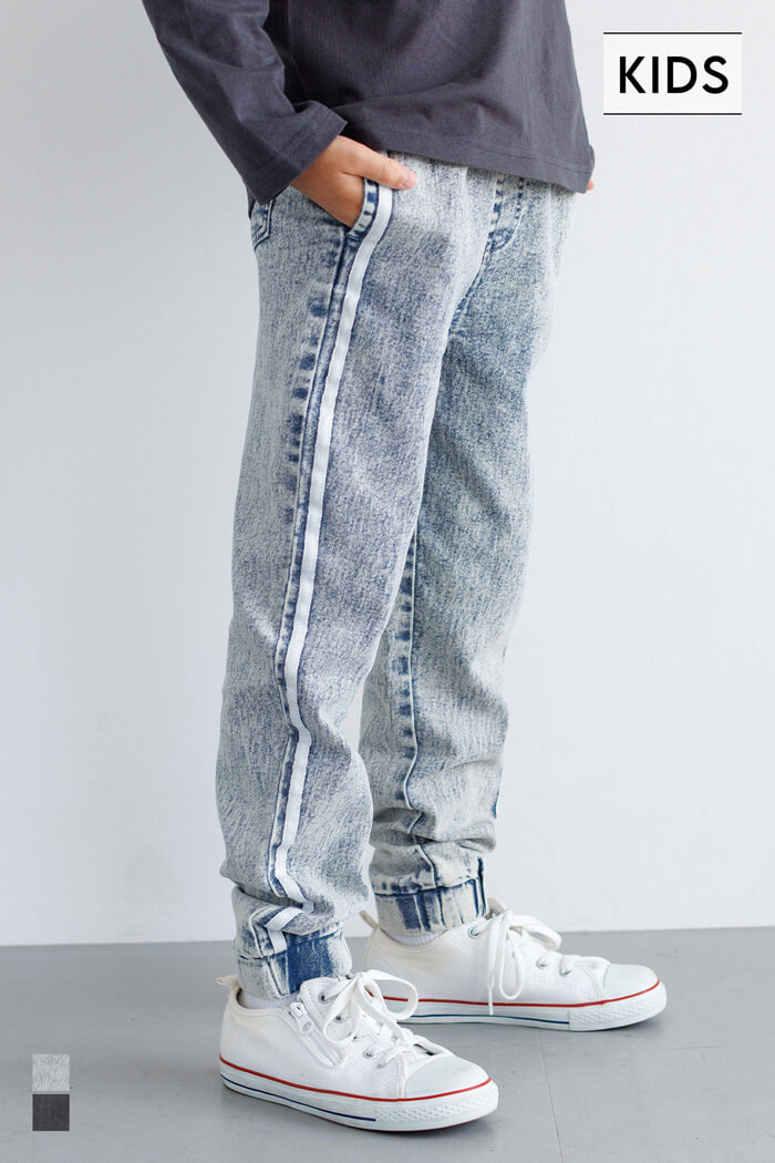 デニムサイドラインジョガーパンツ キッズ メール便不可 – coca