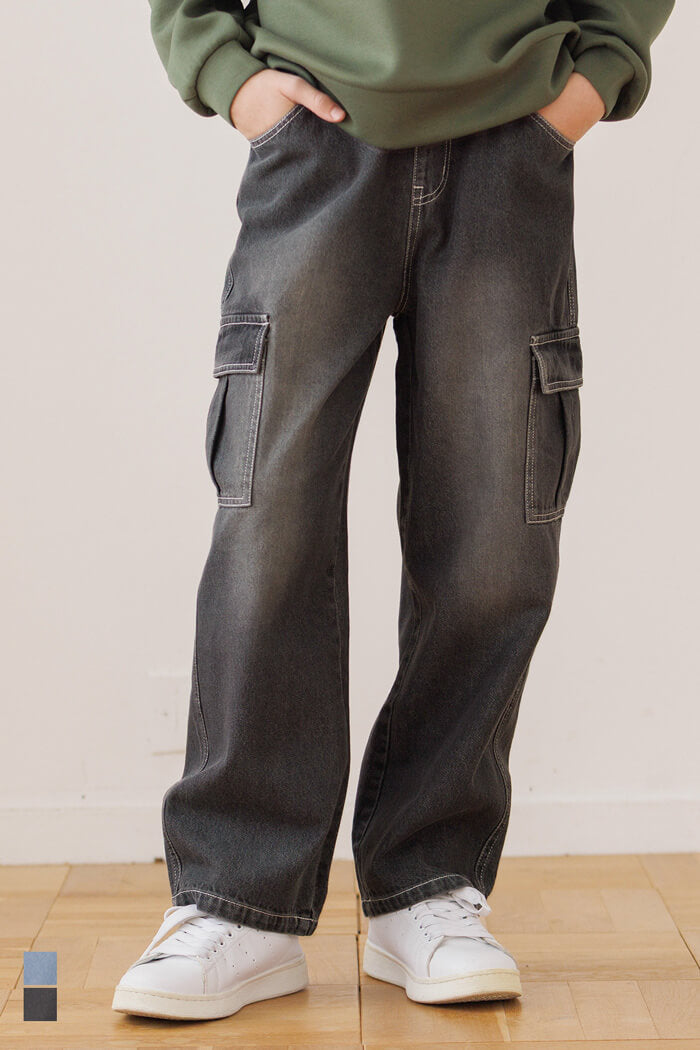 セール☆2290円→1690円 デニムカーゴパンツ キッズ メール便不可