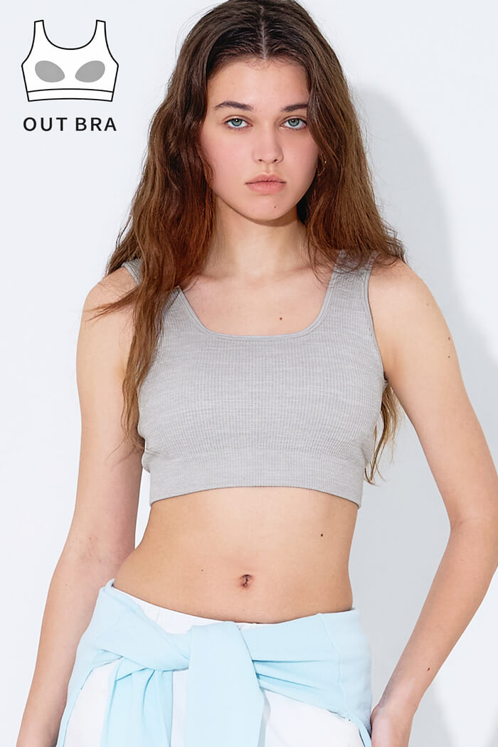 LUCKY WEEK SALE☆ OUT BRA クロップドタンクトップ レディース メール