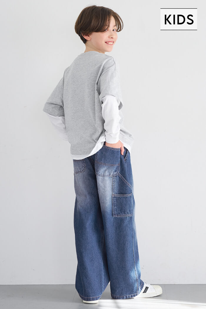 セール☆2490円→1490円 デニムペインターパンツ キッズ メール便不可