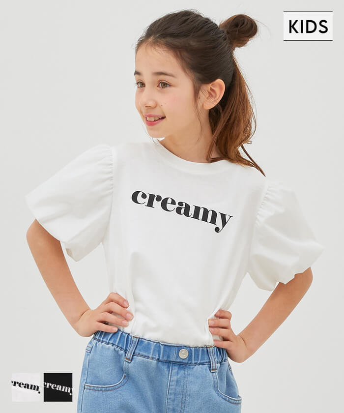 キッズ 110-140 Tシャツ パフスリーブ 袖口ゴム ロゴ 異素材 ドッキング クルーネック 半袖 女の子 キッズオリジナル 子供服 メ –  coca公式ストア