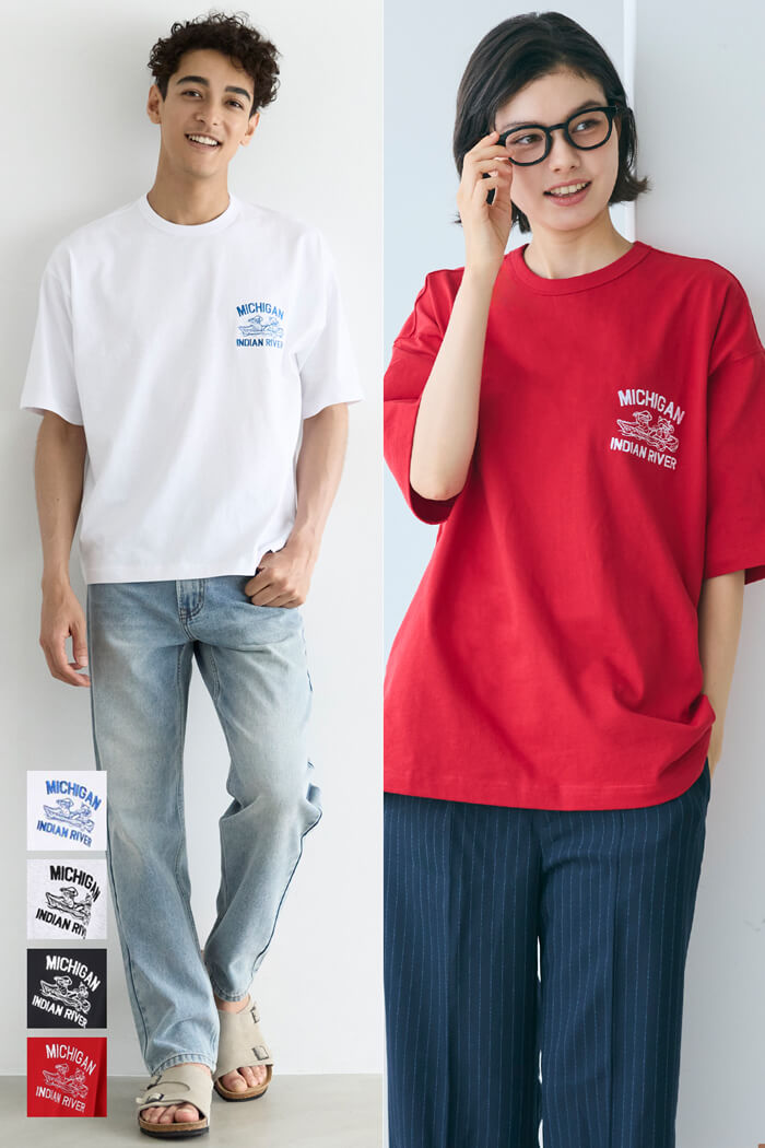 WEB限定セール☆ イラスト刺繍Tシャツ メンズ レディース メール便不可