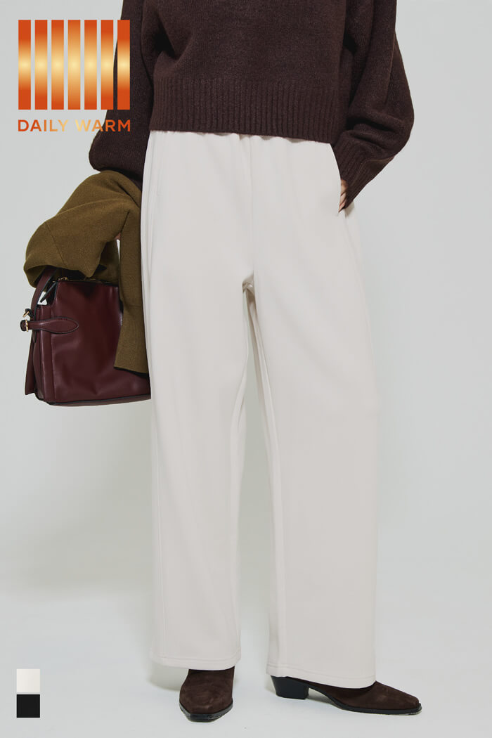 DAILY WARM】裏起毛ソフトスウェットワイドパンツ レディース メール便