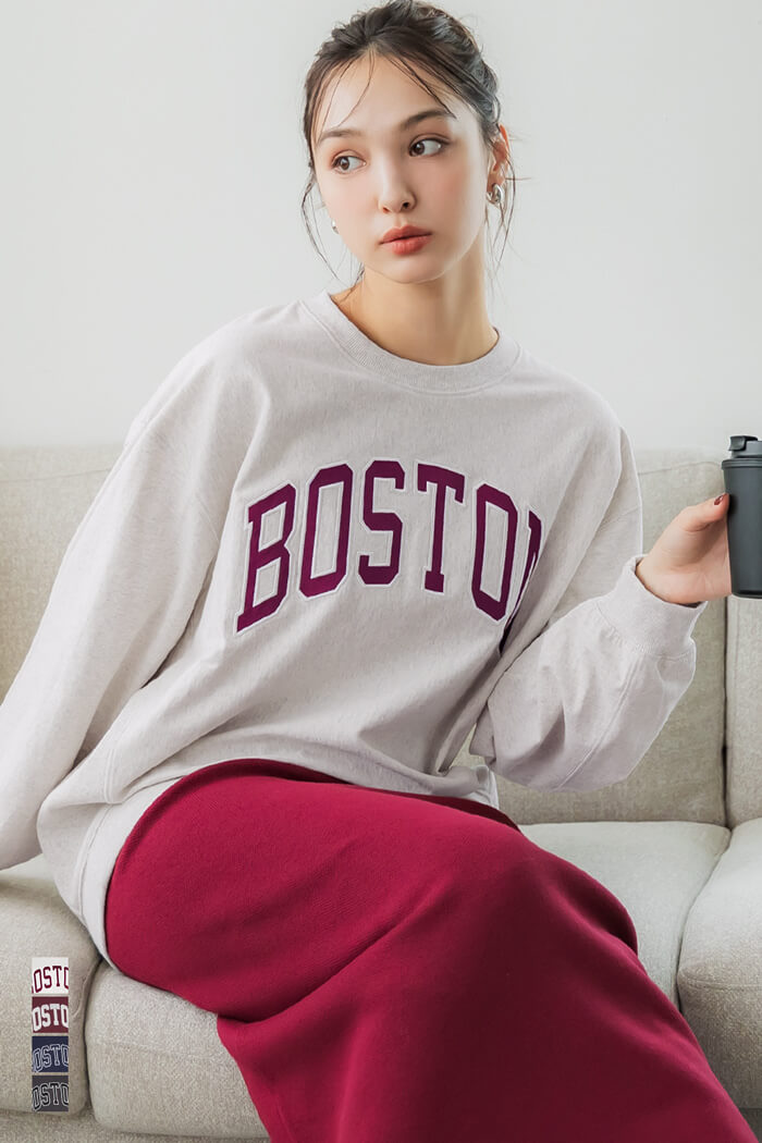 Tースウェット ワッペンビッグシルエット レディース メール便不可