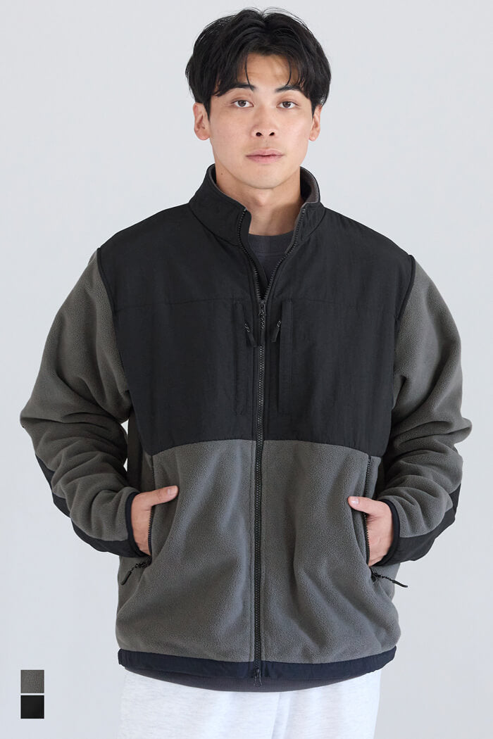 両面マイクロフリーススタンドジャケット ウォッシャブル メンズ
