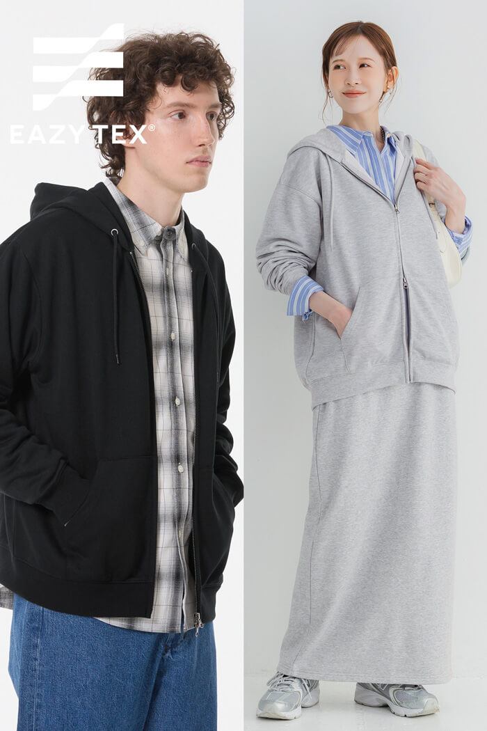 EAZY TEX ポリエステル裏毛ベーシックZIPパーカー メンズ レディース