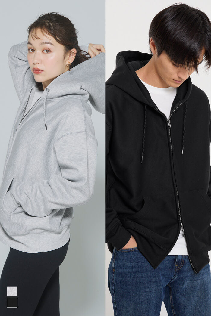 セール☆2490円→1990円 ポリエステル裏起毛ベーシックZIPパーカー