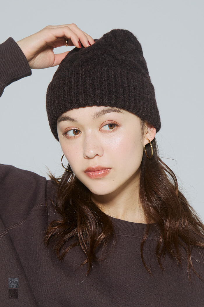 セール☆1290円→990円ウール混ケーブルニット帽子 レディース メール
