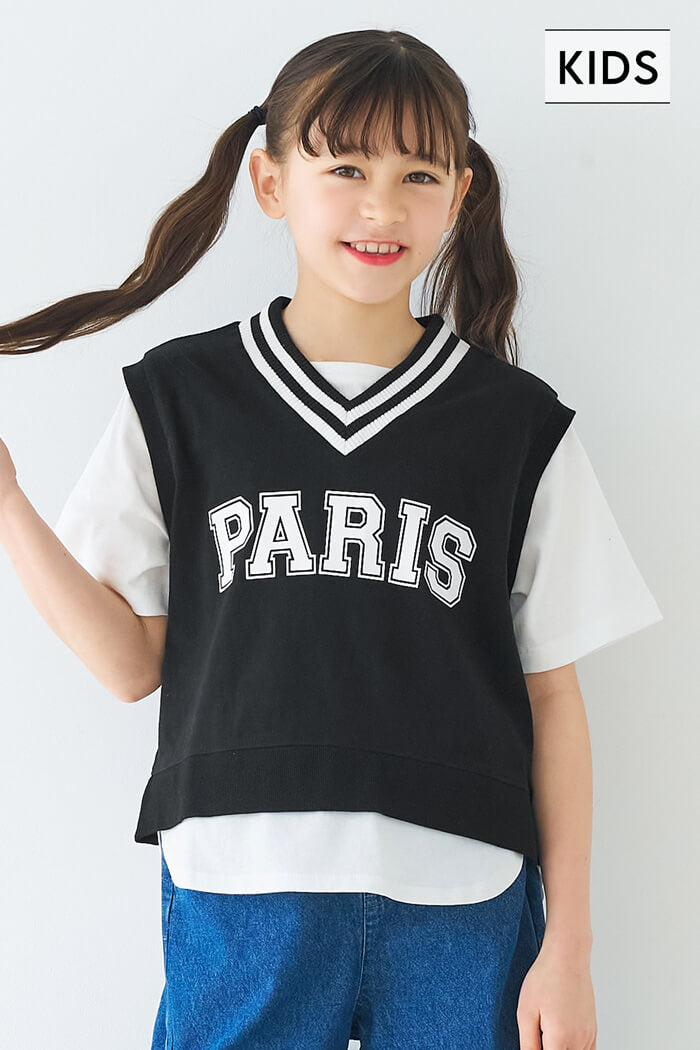 セール☆1490円→990円 ベストレイヤードTシャツ キッズ メール便不可