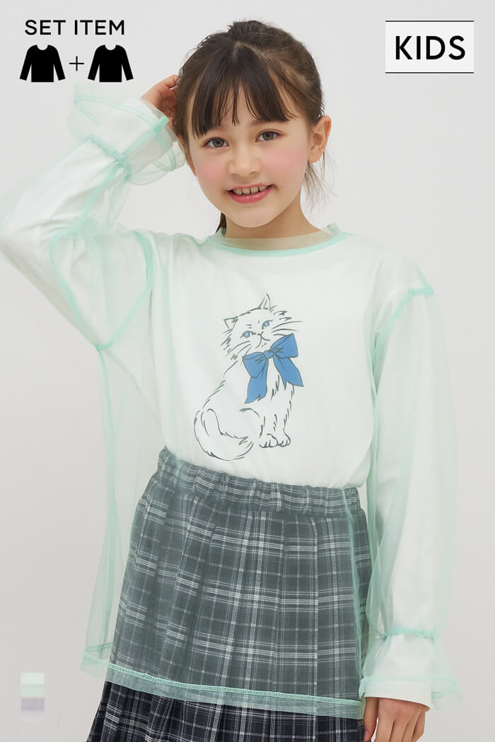チュールトップス＆長袖Tシャツ 2枚セット キッズ メール便不可 – coca