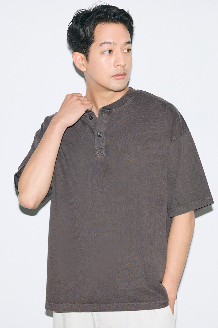 ビンテージ加工ヘンリーネックTシャツ メンズ メール便不可 – coca公式