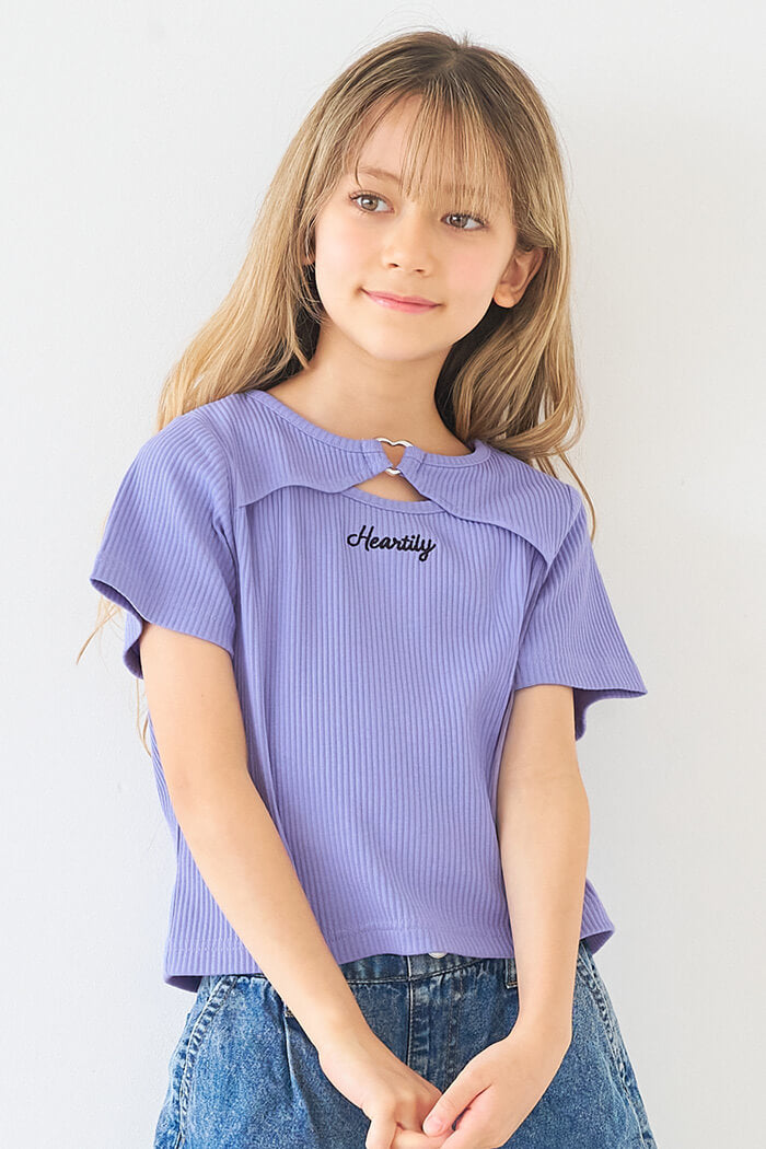 パープルリブの服 ハートゼブラ Tシャツ パープル 1534-1615 | D SHOP 大人の女性が
